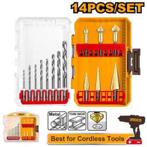 INGCO 14PCS 8XHSS DRILLS+3XSTEP DRILLS+3XCOUNTERSINK BITS SET AKDL61401