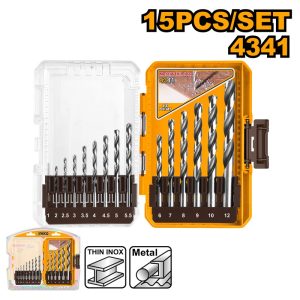 INGCO 15PCS 4341 HSS DRILL BIT SET 1~12MM 135° AKDL51506