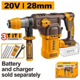 INGCO 20V LI-ION BL ROTARY HAMMER 28MMØ CRHLI20286 (BARE UNIT)