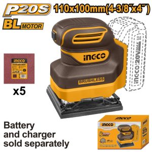 INGCO 20V BL SHEET SANDER 110X100MM CSHSLI2024 (BARE UNIT)