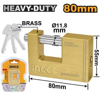 INGCO HEAVY DUTY 80M BRASS BLOCK PADLOCK DBBPL0802