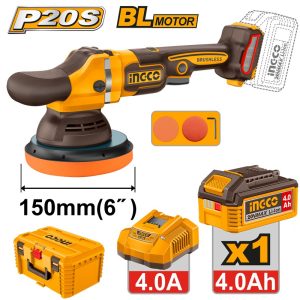 INGCO 20V BL 6" ANGLE POLISHER 2000-4500RPM 1X4.0AH+STORAGE BOX APLI20158