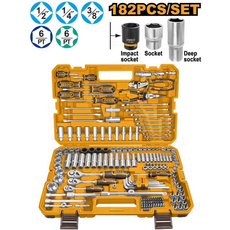 INGCO 182PCS COMBINATION TOOL SET HKTHP51828