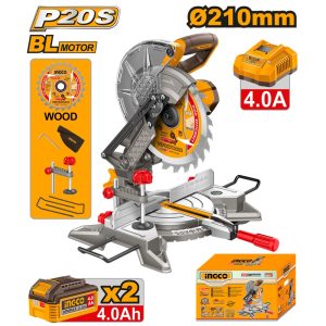 INGCO 20V LI-ION MITRE SAW, 8-1/4" 210MM 2X4.0AH+CHARGER CMS20212
