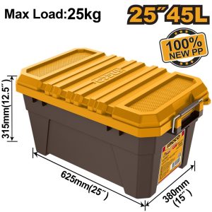 INGCO 25" 45L PLASTIC TOOL BOX LOAD 25KG METAL BUCKLE 625*380*315MM PBX2502