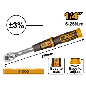 INGCO 1/4" DR. TORQUE WRENCH 5~25NM HPTW1425N8