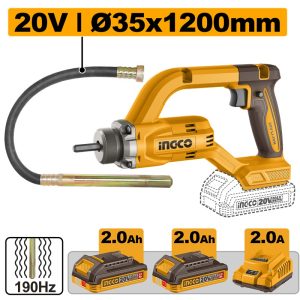INGCO 20V CORDLESS CONCRETE VIBRATOR 35MMØX1200MM 1X2.0+CHRG CCVLI2025021