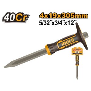 INGCO 40CR. CONCRETE POINTED CHISEL W/GUARD 12" 305X19X4MM HCC830419