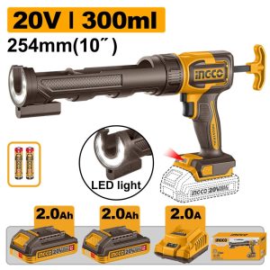 INGCO CCGLI20021 20V CORDLESS CAULKING GUN 10" 254MM 2X2.0AH+CHARGER