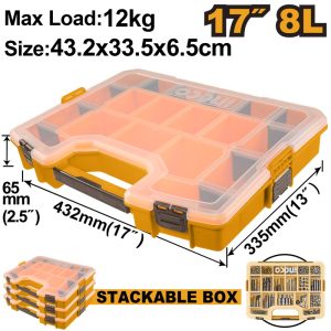 INGCO 17" PLASTIC STACKABLE ORGANISER 432X335X65MM PBX1711