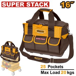 INGCO 16" SUPER STACK 25 POCKETS TOOL BAG HTBG12