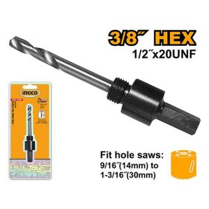 INGCO HOLE SAW ARBOR 3/8"HEX SHANK CAP: 14-30MM HSA01