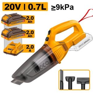 INGCO 20V LI-ION VACUUM CLEANER, PRESSURE:≥9KPA 2X2.0AH+CHARGER CVLI201582