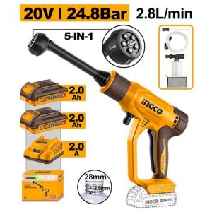 INGCO 20V LI-ION PRESSURE WASHER 24.8BAR 2X2.0AH+CHRG CPWLI20582