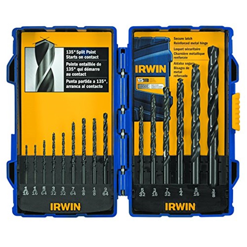 IRWIN 135° 15PC BLACK HSS DRILL SET 1/16"-3/8" 314015