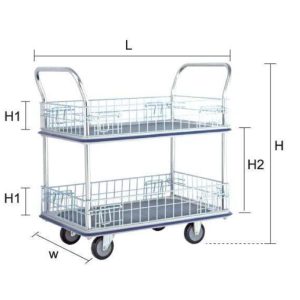 JUMBO 2TIER DOUBLE HANDLE MESH TROLLEY L820*W480*H1010 220KG HL120M