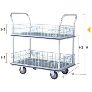 JUMBO 2TIER DOUBLE HANDLE MESH TROLLEY L985*W610*H1060 370KG HB220M