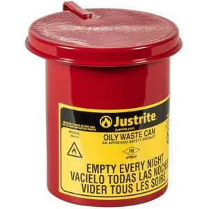 JUSTRITE 2L/0.45 GALLON OILY WASTE MINI BENCHTOP CAN - 09410 (RED)