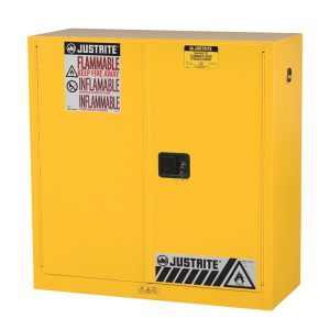 JUSTRITE 30 GAL YELLOW CABINET SURE-GRIP EX WITH PADDLE HANDLE JUM893000