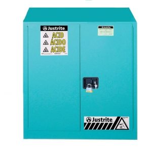 JUSTRITE 30 GAL SAFETY CABINET FOR CORROSIVES BLUE MANUAL JUM893002