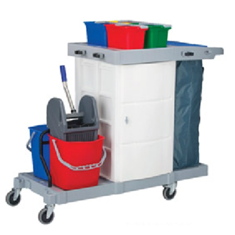 KLEENMAID COVERED MULTIPURPOSE TROLLEY COMPLETE SET