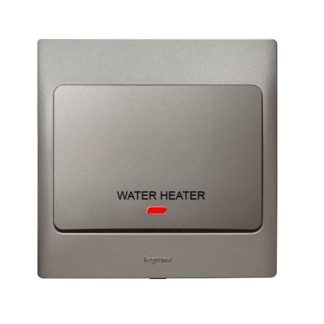 LEGRAND MALLIA DOUBLE POLE SWITCH "WATER HEATER" (DARK SILVER) 283462