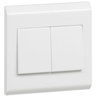 LEGRAND BELANKO WHITE 10AX 2GANG SWITCH (LARGE ROCKER)