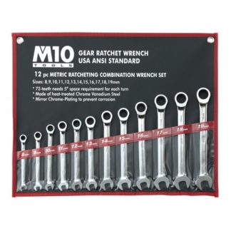 M10 Gear Ratchet Combination Wrench Set 12lr (12pcs) - 8mm To 19mm | Model : M10-005-054-712