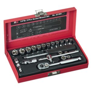 M10 1/4" DR SOCKET SET METRIC SIZE ( 6PT-21PCS ) 221MX