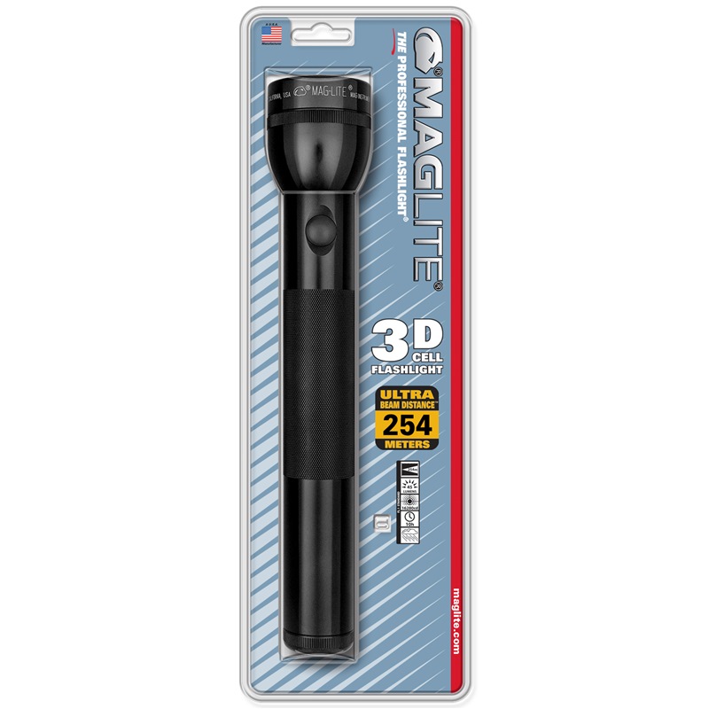 MAGLITE 3D FLASHLIGHT BLACK. HANG PACK. ML-S3D016