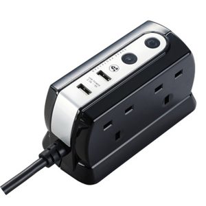 MASTERPLUG 2M SURGE USB COMPACT 4W P.BLACK SRGDU42PB2-MPA
