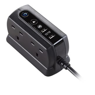 MASTERPLUG 2M SURGE USB COMPACT 4W M.BLACK SRGDU42MB2-MPA