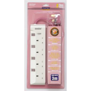 MORRIES MS 3244RG (ROSE GOLD) 4WAY EXTENSION CORD 3M W/ SURGE PROTECTOR