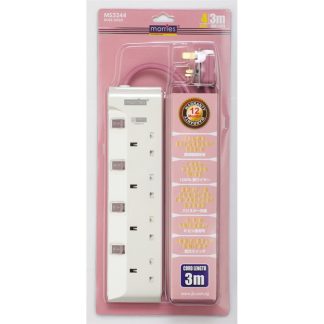 MORRIES MS 3244RG (ROSE GOLD) 4WAY EXTENSION CORD 3M W/ SURGE PROTECTOR