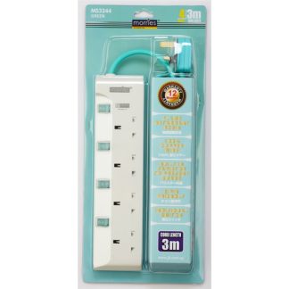 MORRIES MS 3244GR (GREEN) 4WAY EXTENSION CORD 3M W/ SURGE PROTECTOR