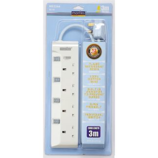 MORRIES MS 3244B (BLUE) 4WAY EXTENSION CORD 3M W/ SURGE PROTECTOR