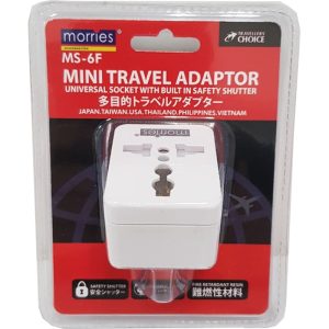 MORRIES MINI TRAVEL ADAPTOR (2 ADJUSTABLE FLAT PLUG) MS6F