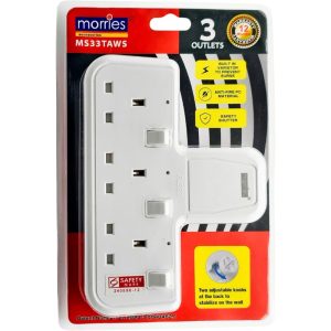 MORRIES T-SHAPE 3 WAY SOCKET ADAPTOR MS33TAWS