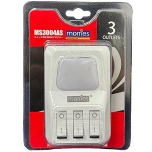 MORRIES 3WAY ADAPTOR W/SWITCH W/LED LIGHT MS3004AS