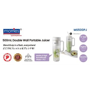 MORRIES 500ML DOUBLE WALL BOROSILICATE GLASS PORTABLE JUICER MS500PJ