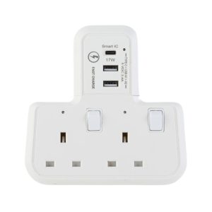 MORRIES T-SHAPE 2WAY SOCKET ADAPTOR MS202USBCTSA (3.4A)
