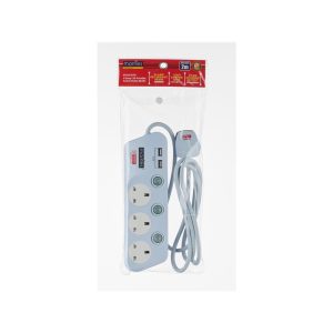 MORRIES 3WAY 13A EXT CORD 2M /2USB PORTS MS3333N3-2M/USB-B