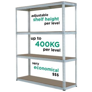 MYSTAR BOLTLESS 4 SHELVES 400KG FIBERBOARD