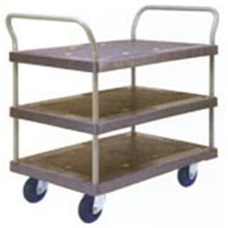 PRESTAR 3TIER PLASTIC TROLLEY 895X595MM 300KG PF305 2HANDLE