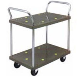 PRESTAR 2TIER PLASTIC TROLLEY 710X455MM 150KG PB104 2HANDLE