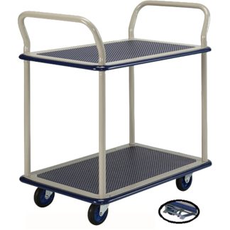PRESTAR 2TIER TROLLEY 740X480MM 150KG NBS104 2HANDLE W/BRAKE