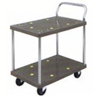 Prestar Single Handle Double Decker 2 Tier Plastic Trolley 150kg (PB114) | Model : TRL-PS-P150-2TIER