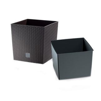 PROSPERPLAST RATO SQUARE LOW BASKET WEAVE FLOWER POT 320 X 325MM