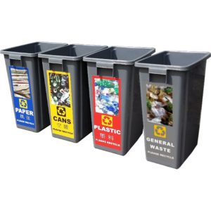 RECTANGULAR GREY BIN 60L C/W RECYCLING STICKER WB60R5