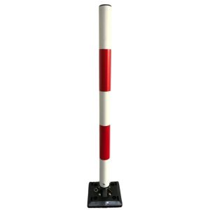 REMOVABLE TABULAR MARKER POST (RED & WHITE) BLACK SQUARE BASE HEIGHT 1050MM
